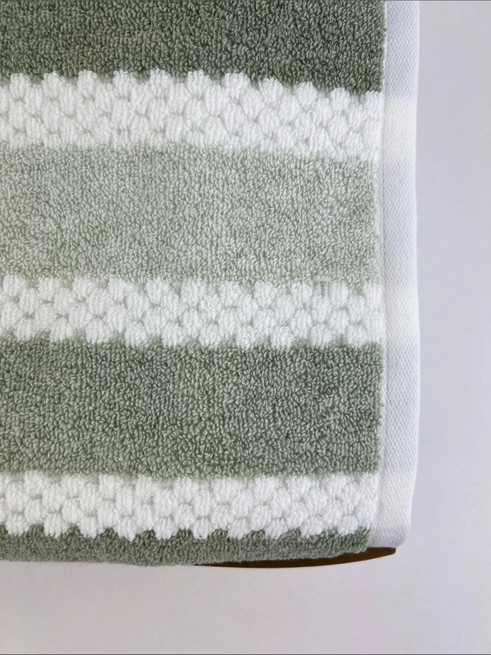 Eco Melange Bath Towels Green White Quick Dry Soft 100% Cotton 10 Pc Set NEW